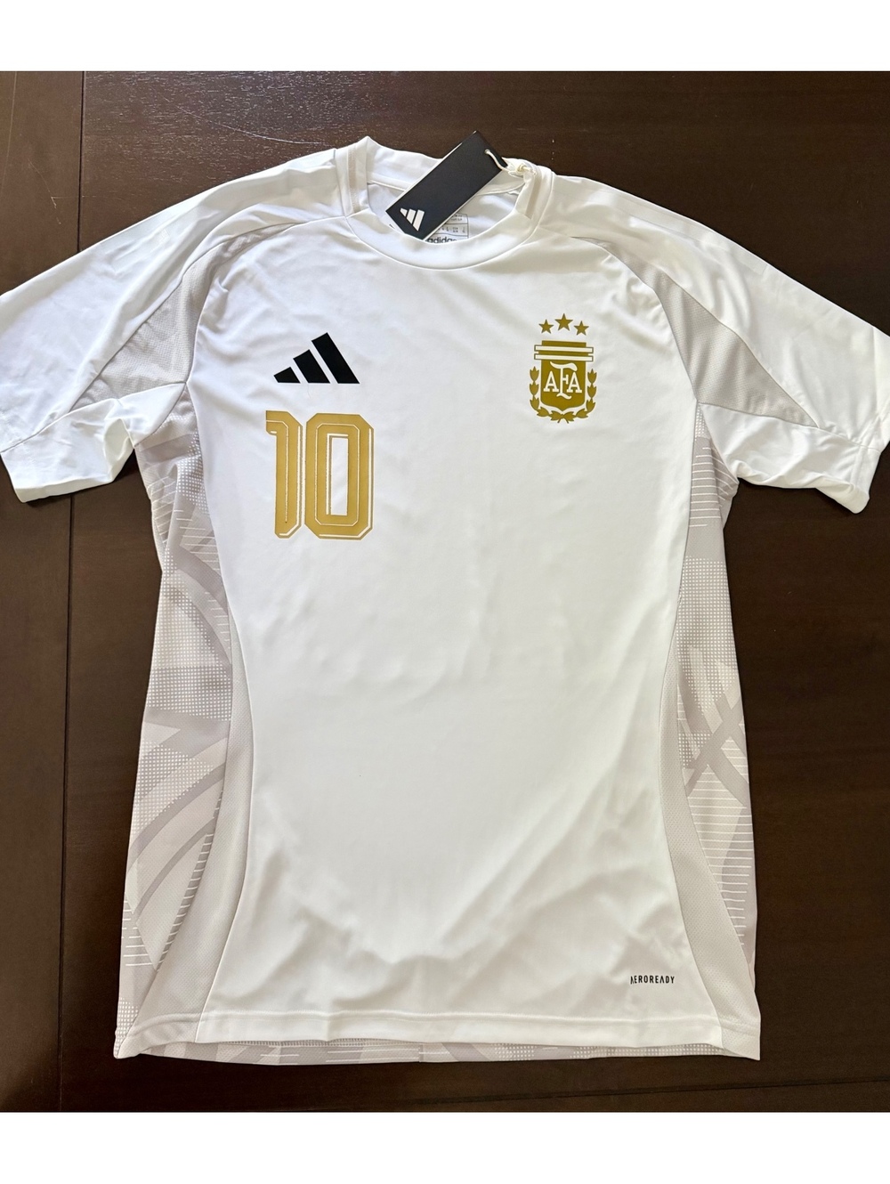 Messi Argentina Adidas White and Gold details Youth Large